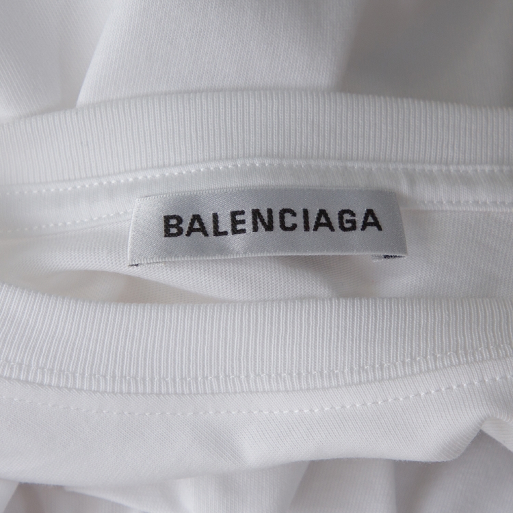 Pre Owned Balenciaga White BB Mode Print Cotton Oversized T-Shirt S