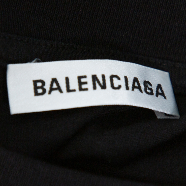 Pre Owned Balenciaga Black Speed Hunters Print Cotton Oversized T-Shirt M