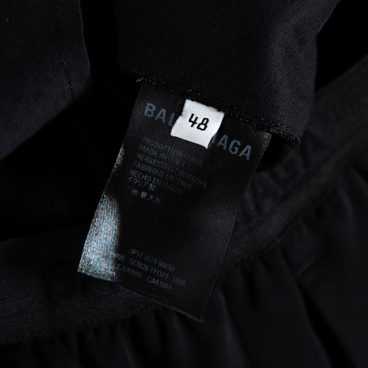 Pre Owned Balenciaga Black Logo Detail Wide Leg Pants XL