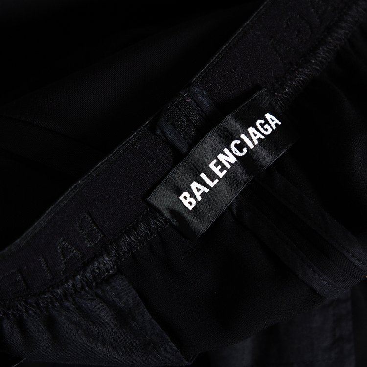 Pre Owned Balenciaga Black Logo Detail Wide Leg Pants XL