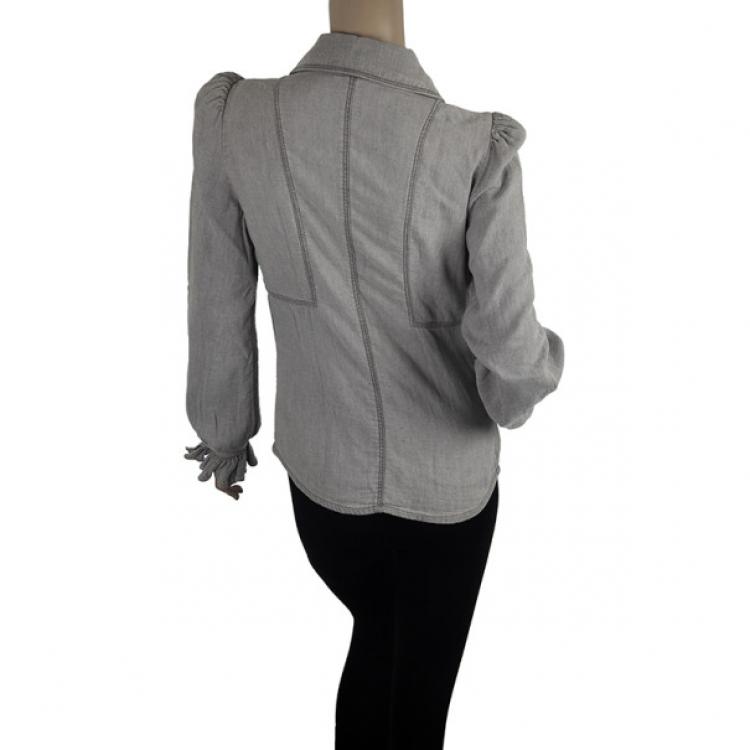 Pre Owned Balenciaga Denim Ruffle Shirt S