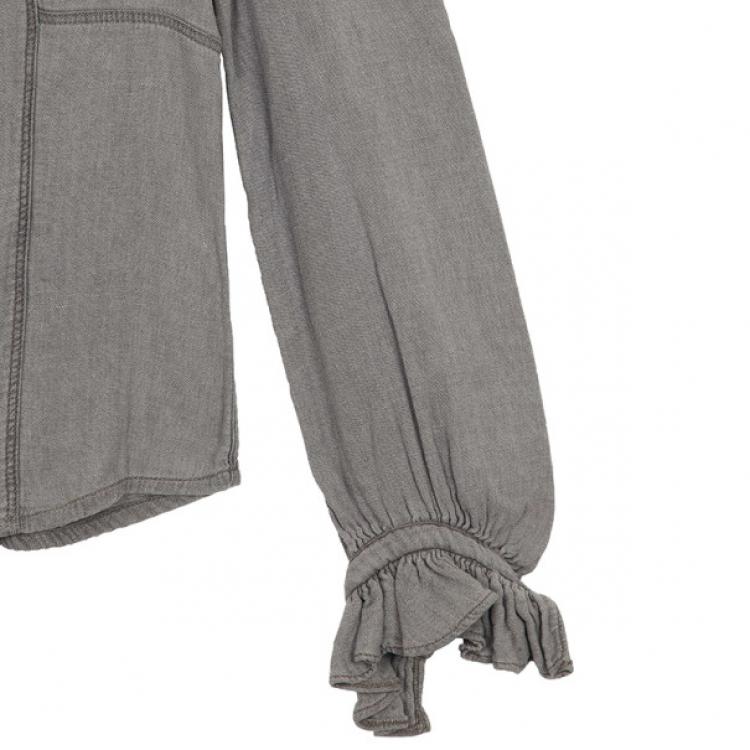 Pre Owned Balenciaga Denim Ruffle Shirt S