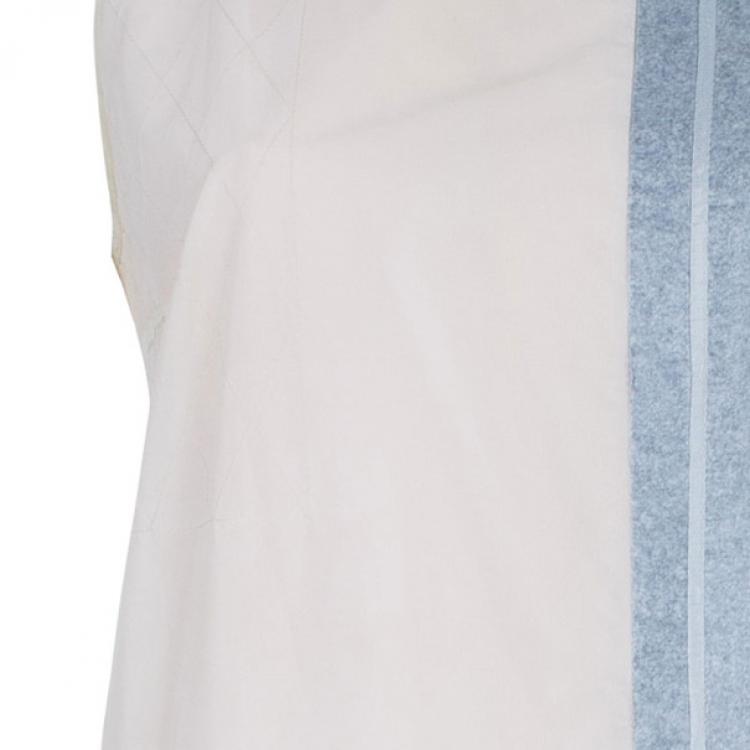 Pre Owned Balenciaga Drop Waist Mixed Fabric Dress Coat S