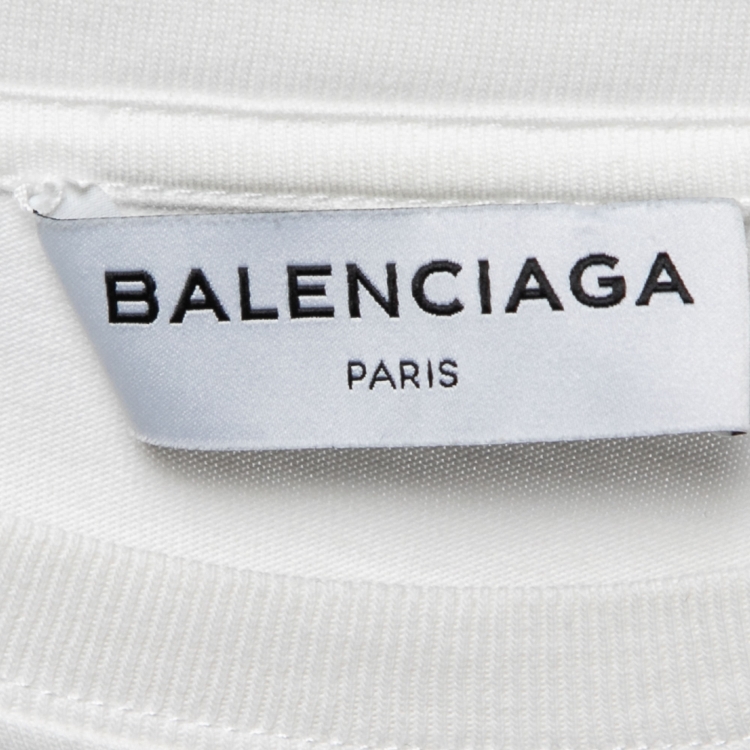 مملوكة مسبقًا Balenciaga White Logo Printed Cotton T-Shirt M