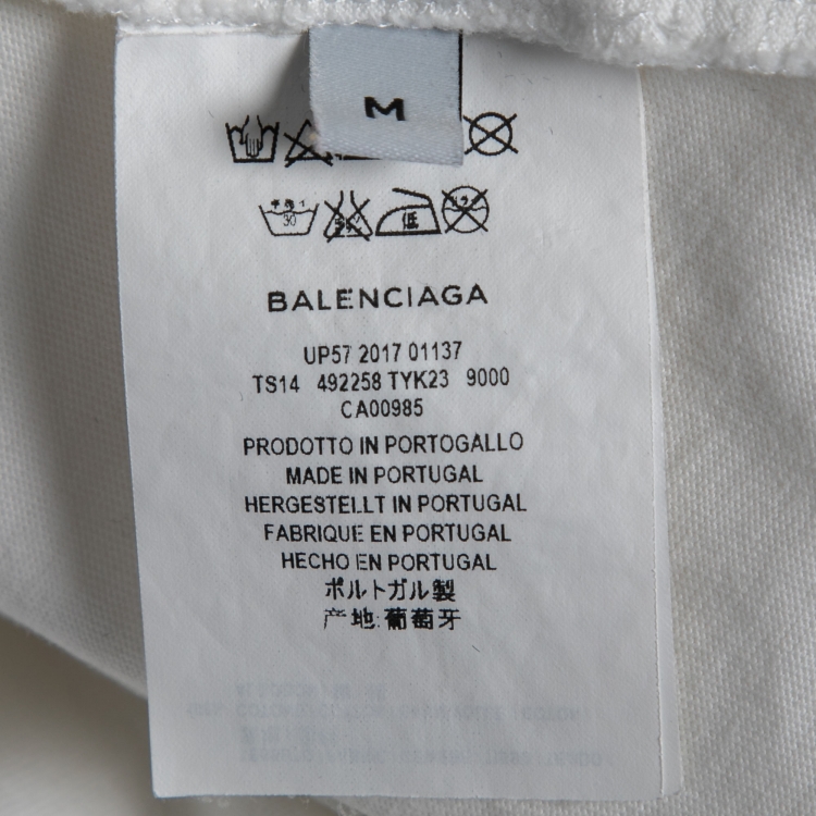 مملوكة مسبقًا Balenciaga White Logo Printed Cotton T-Shirt M