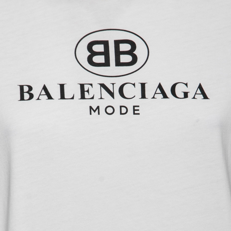 مملوكة مسبقًا Balenciaga White Logo Printed Cotton T-Shirt M