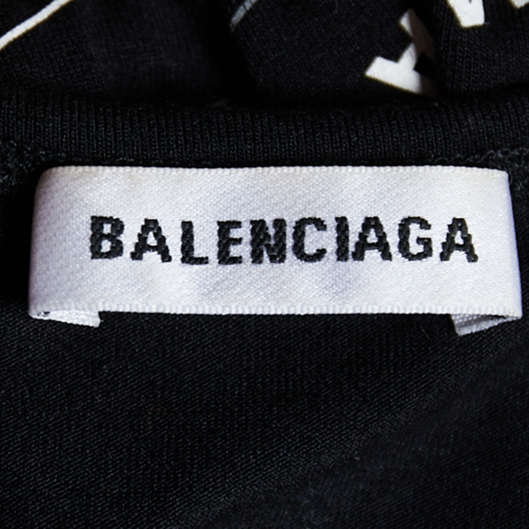 Pre Owned Balenciaga Black All Over Logo Printed Long Sleeve T-Shirt XL