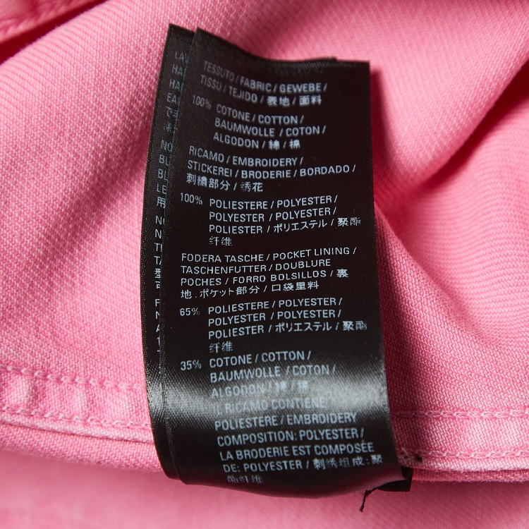 مملوكة مسبقًا Balenciaga Pink Logo Embroidered Denim Button Front Jacket S