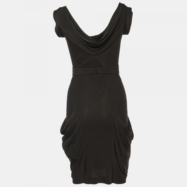 Pre Owned Balenciaga Black Silk Knit Shift Dress M