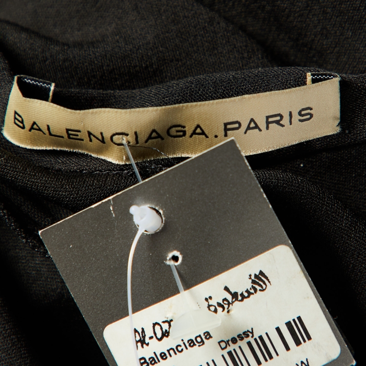 Pre Owned Balenciaga Black Silk Knit Shift Dress M