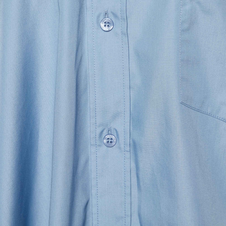 Pre Owned Balenciaga Blue Cotton Blend Asymmetric Oversized Shirt S