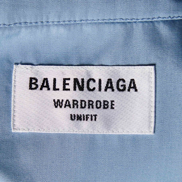 Pre Owned Balenciaga Blue Cotton Blend Asymmetric Oversized Shirt S