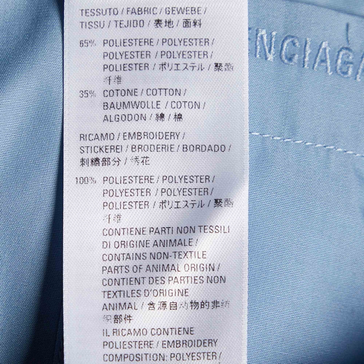 Pre Owned Balenciaga Blue Cotton Blend Asymmetric Oversized Shirt S