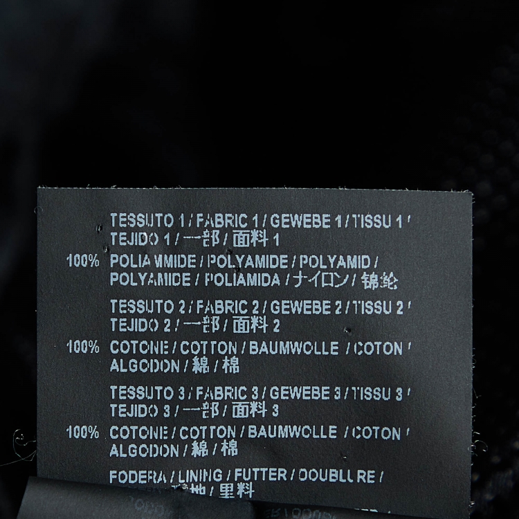 Pre Owned Balenciaga Black Logo Print Denim and Nylon Zip Front Oversized Jacket L