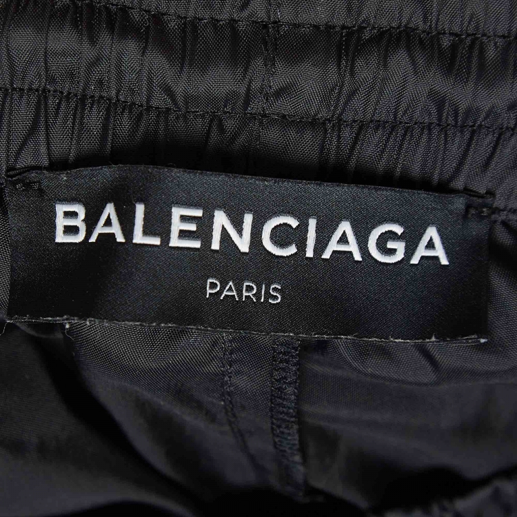 Pre Owned Balenciaga Black Logo Print Synthetic Track Pants XS