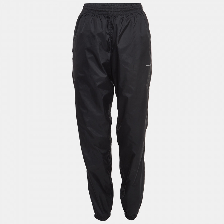Pre Owned Balenciaga Black Logo Print Synthetic Track Pants XS