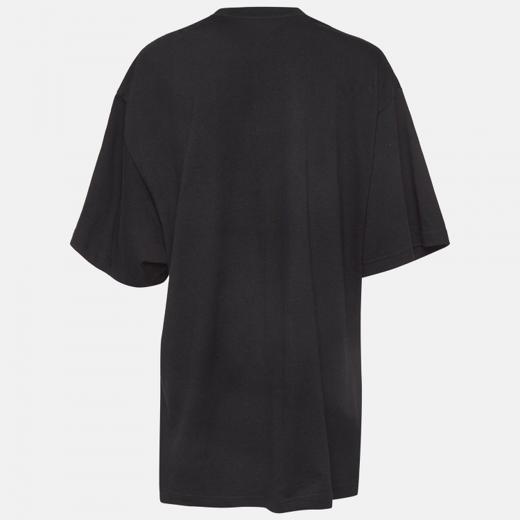 Pre Owned Balenciaga Black Bebe Embellished Cotton Crew Neck T-Shirt S
