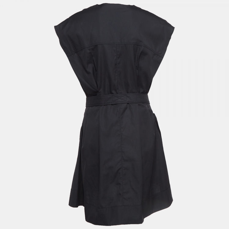 Pre Owned Balenciaga Black Cotton Pintuck Mini Dress M