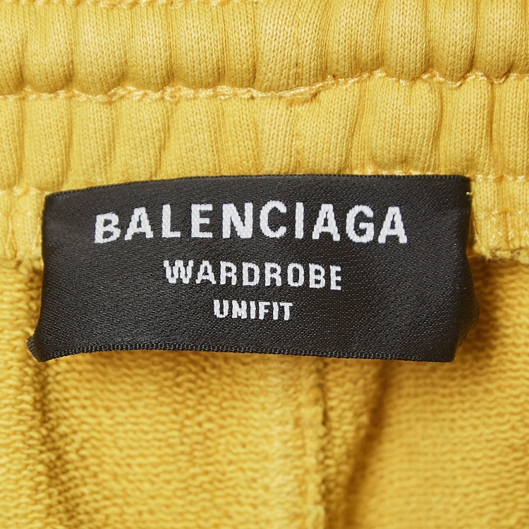 Pre Owned Balenciaga Wardrobe Yellow Cotton Knit Track Pants L