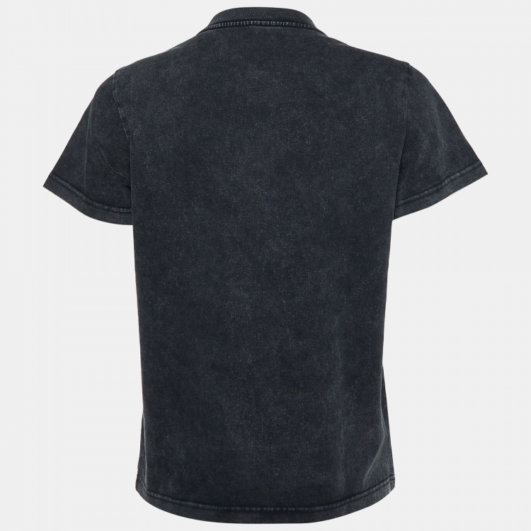 Pre Owned Balenciaga Grey Logo Print Cotton Crew Neck T-Shirt M