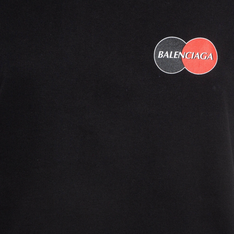 Pre Owned Balenciaga Black Logo Print Cotton T-Shirt L