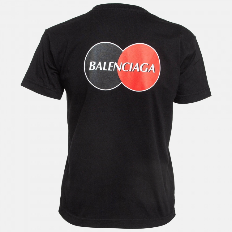 Pre Owned Balenciaga Black Logo Print Cotton T-Shirt L