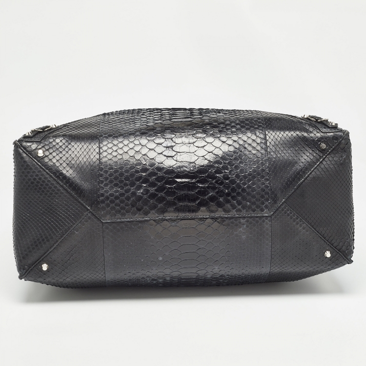 Pre Owned Balenciaga Black Python Papier A4 Tote
