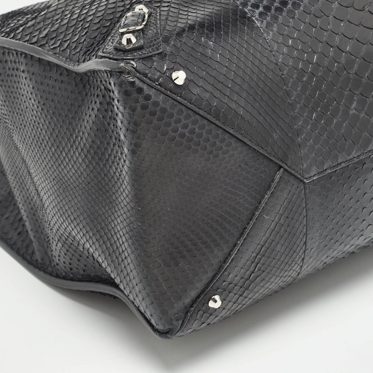 Pre Owned Balenciaga Black Python Papier A4 Tote
