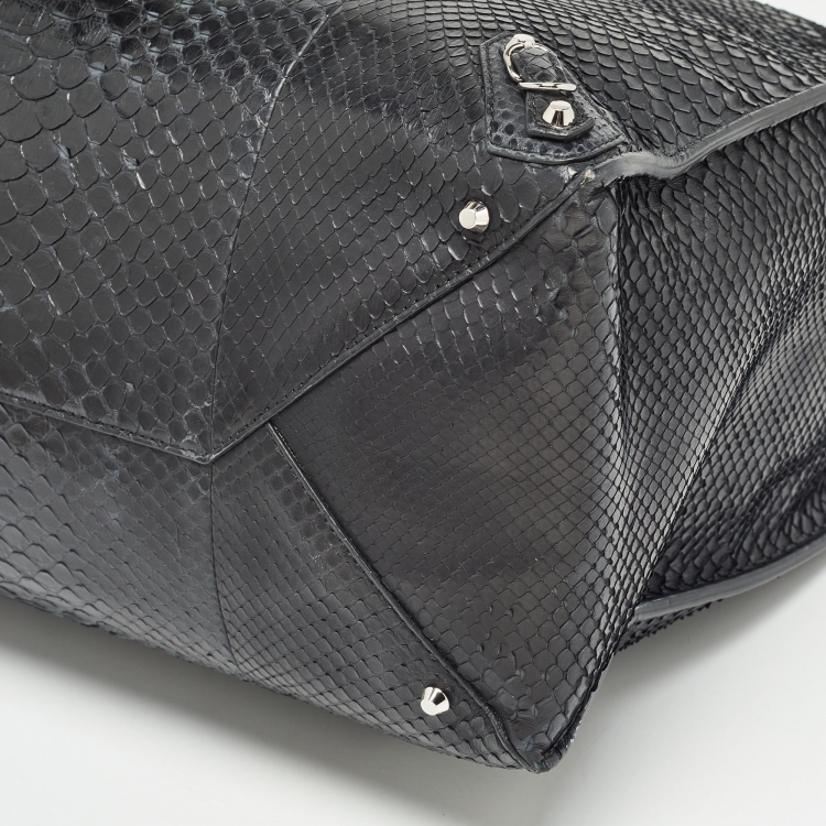 Pre Owned Balenciaga Black Python Papier A4 Tote