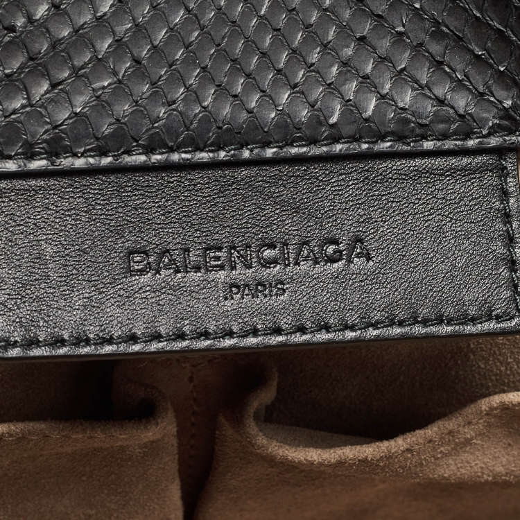 Pre Owned Balenciaga Black Python Papier A4 Tote