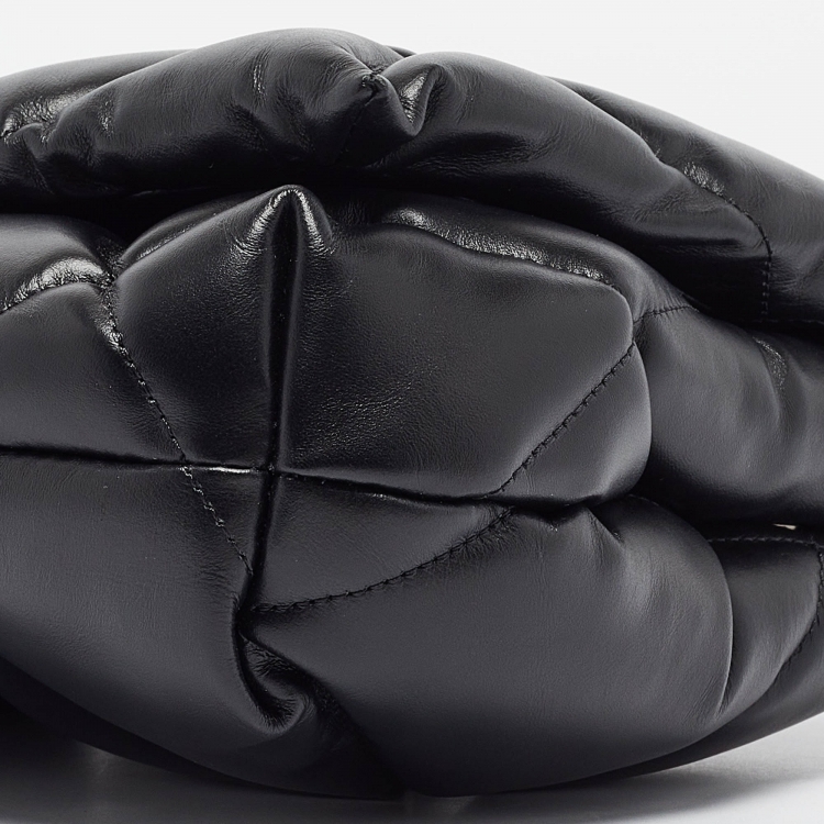 Pre Owned Balenciaga Black Quilted Leather Touch Puffy Clutch 