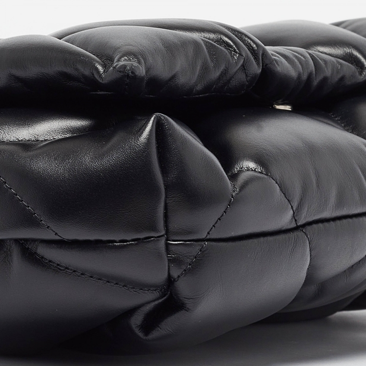 Pre Owned Balenciaga Black Quilted Leather Touch Puffy Clutch 