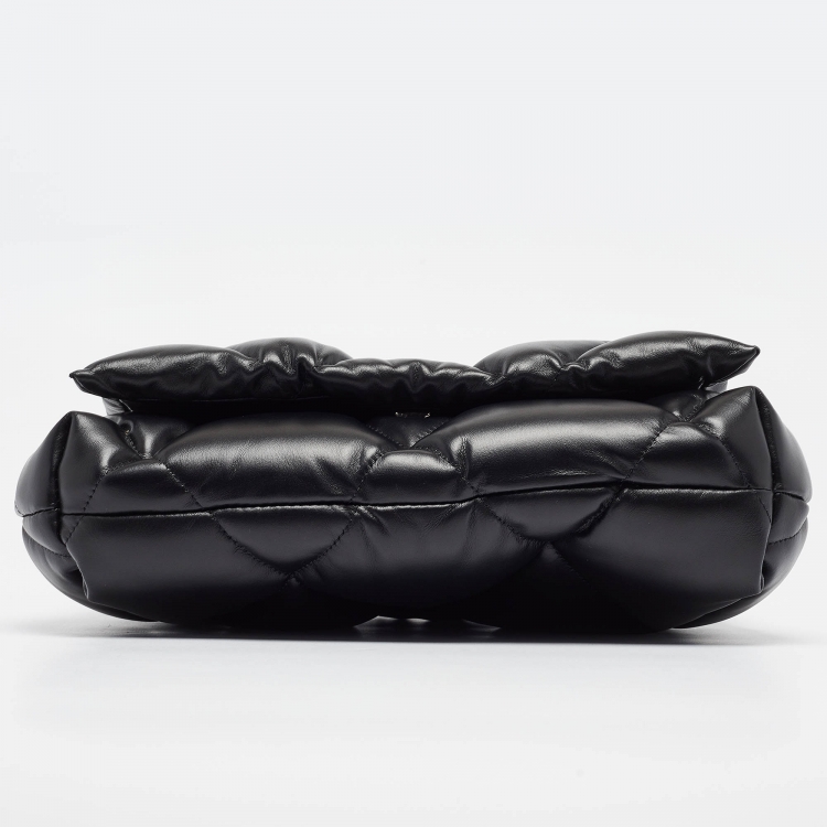 Pre Owned Balenciaga Black Quilted Leather Touch Puffy Clutch 