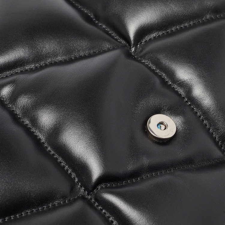 Pre Owned Balenciaga Black Quilted Leather Touch Puffy Clutch 