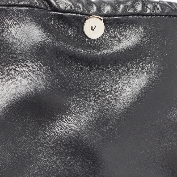 Pre Owned Balenciaga Black Quilted Leather Touch Puffy Clutch 