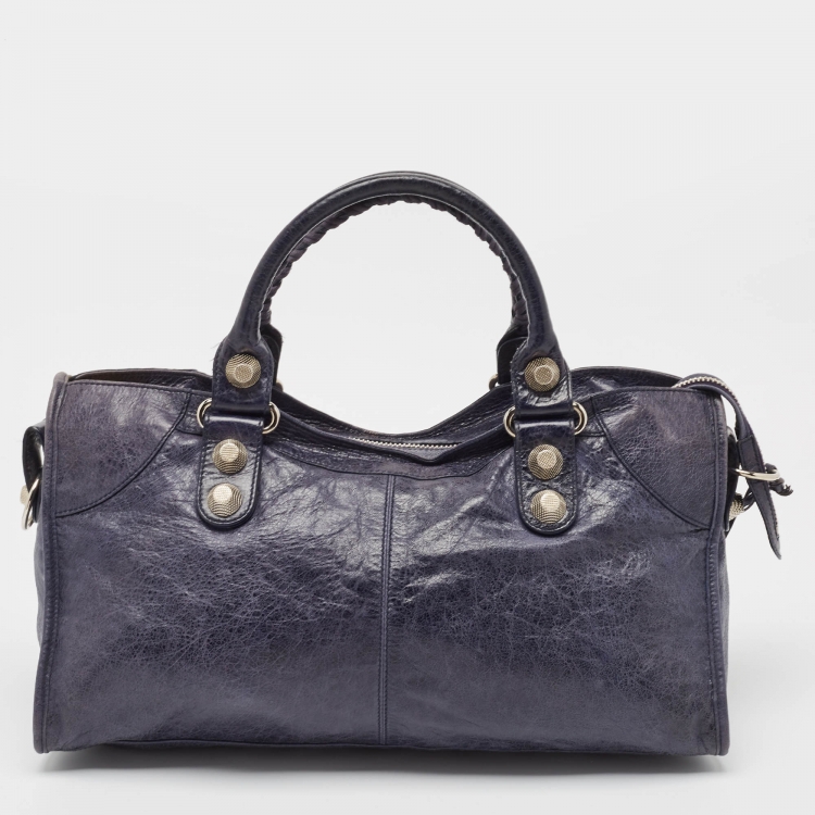 Pre Owned Balenciaga Blue Indigo Leather GSH Part Time Tote