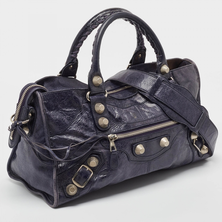 Pre Owned Balenciaga Blue Indigo Leather GSH Part Time Tote