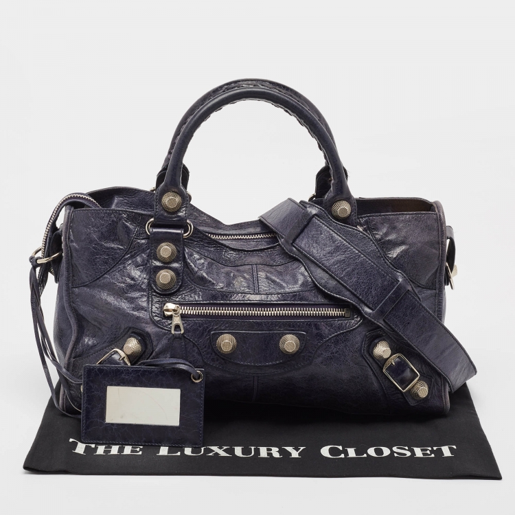 Pre Owned Balenciaga Blue Indigo Leather GSH Part Time Tote