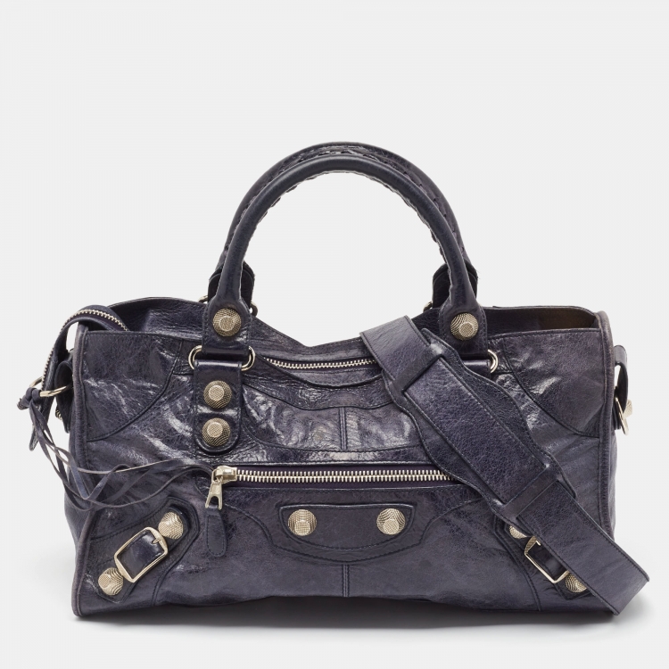 Pre Owned Balenciaga Blue Indigo Leather GSH Part Time Tote