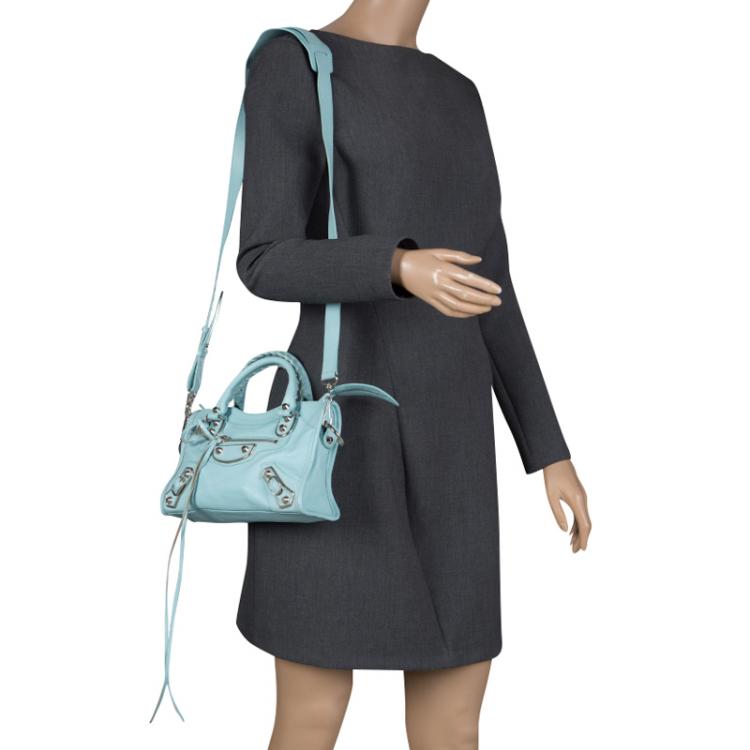 Pre Owned Balenciaga Papeete Leather Mini Silver Hardware City Bag