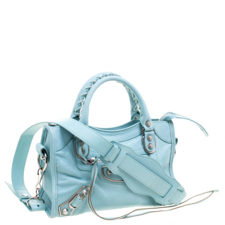 Pre Owned Balenciaga Papeete Leather Mini Silver Hardware City Bag