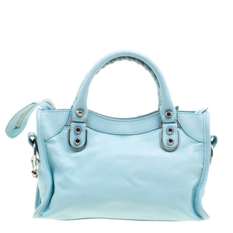 Pre Owned Balenciaga Papeete Leather Mini Silver Hardware City Bag