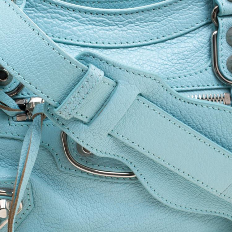 Pre Owned Balenciaga Papeete Leather Mini Silver Hardware City Bag