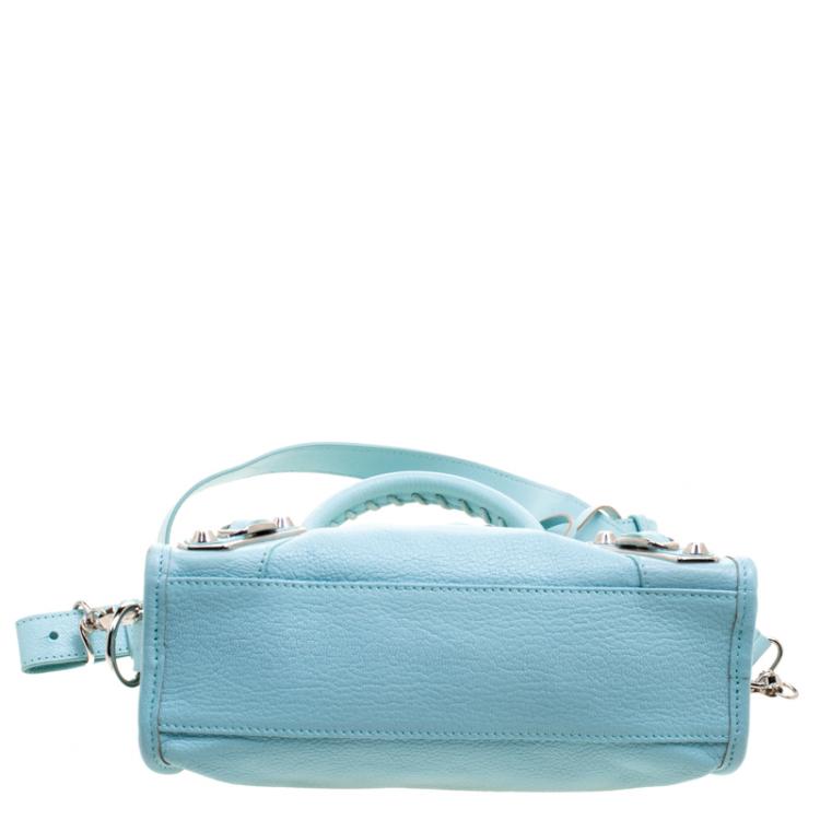 Pre Owned Balenciaga Papeete Leather Mini Silver Hardware City Bag