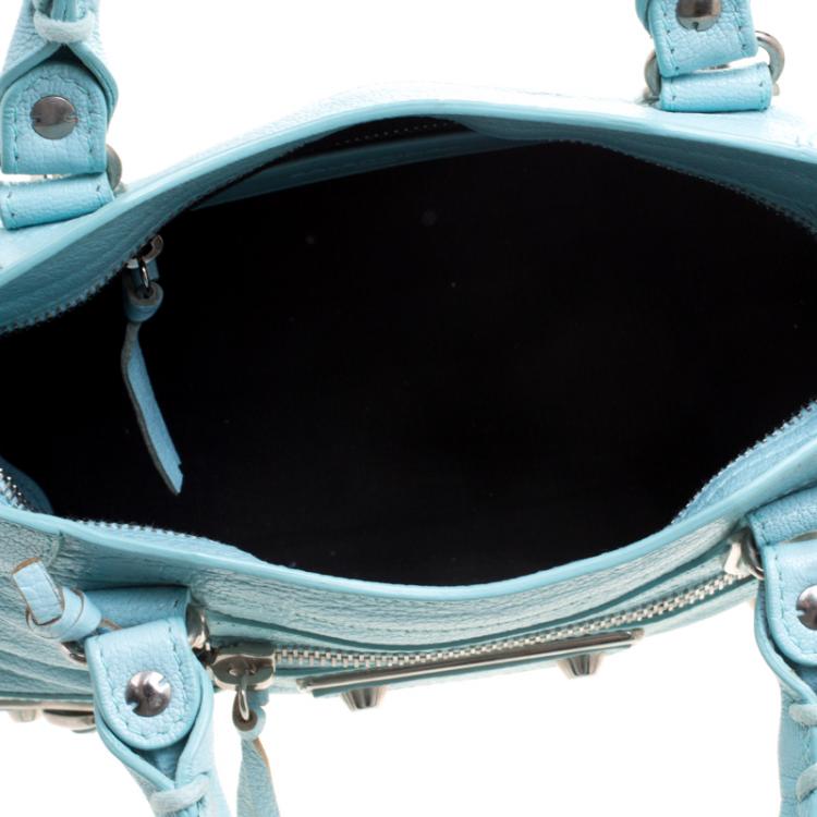 Pre Owned Balenciaga Papeete Leather Mini Silver Hardware City Bag