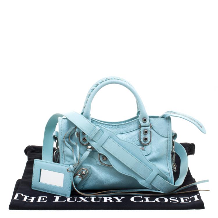 Pre Owned Balenciaga Papeete Leather Mini Silver Hardware City Bag