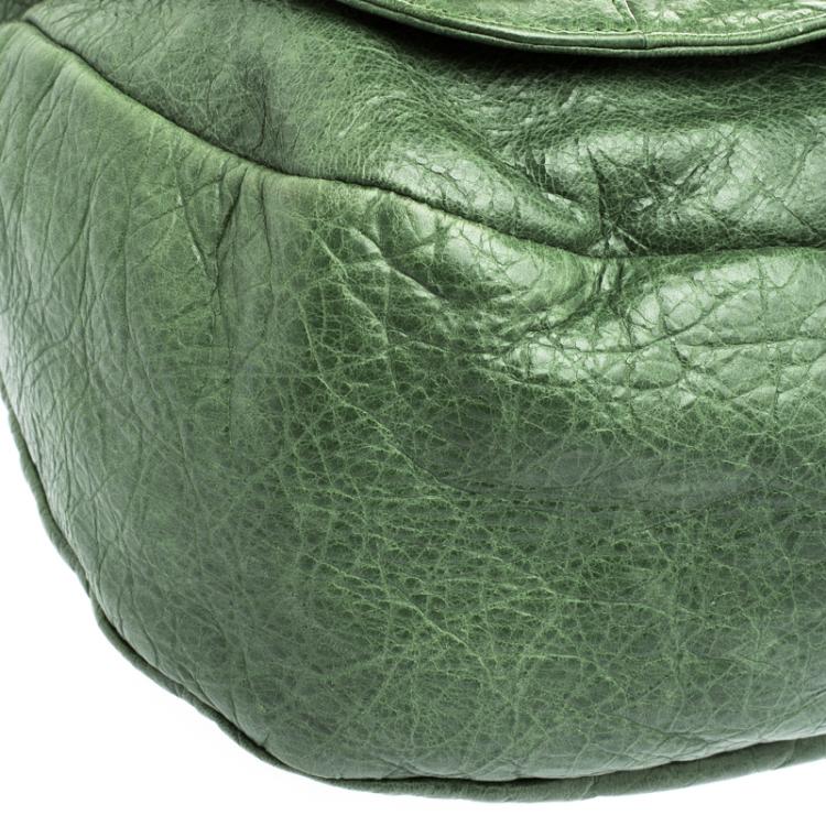 Pre Owned Balenciaga Vert Gazon Leather Classic Arena Folk Messenger Bag