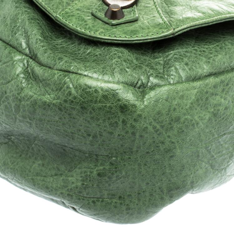 Pre Owned Balenciaga Vert Gazon Leather Classic Arena Folk Messenger Bag