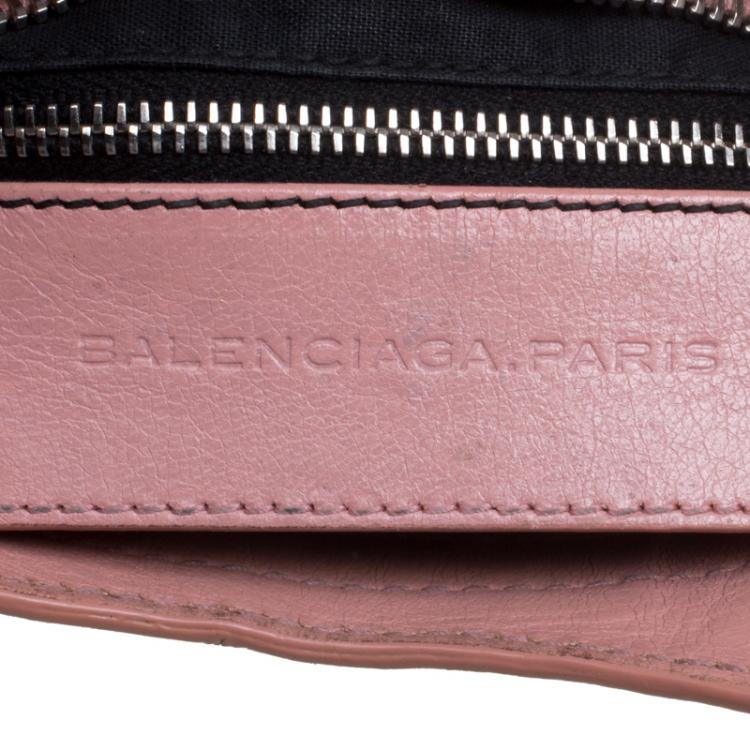 Pre Owned Balenciaga Vieux Rose Leather Mini Silver Hardware City Bag