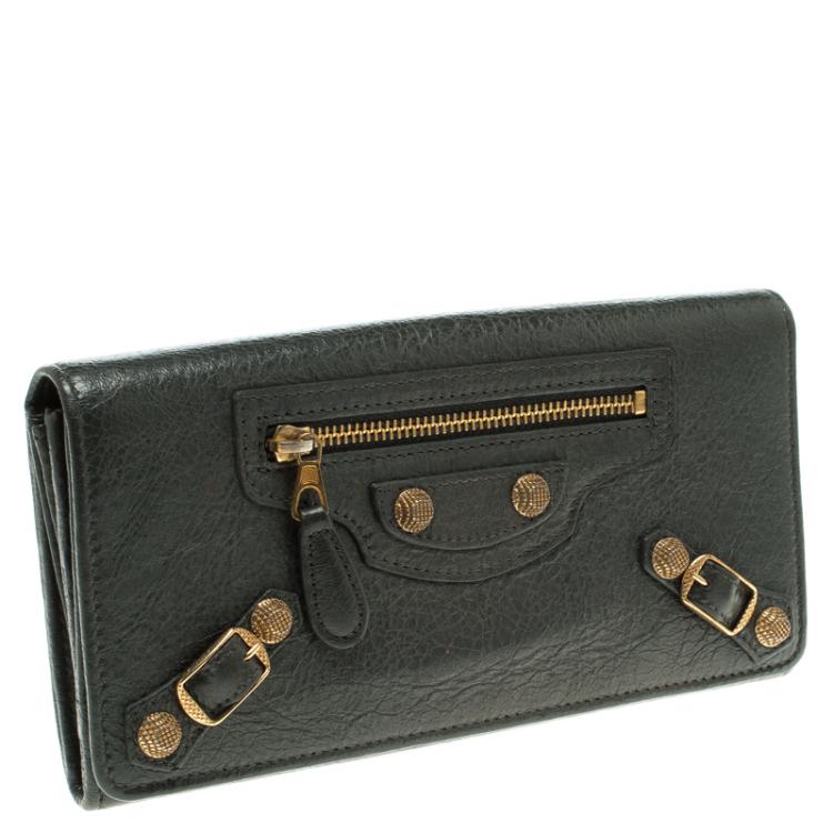 Pre Owned Balenciaga Grey Leather Classic Money Wallet